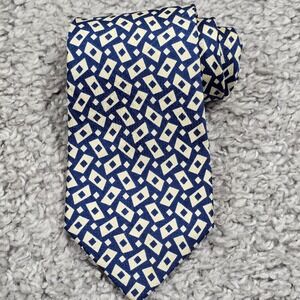Vintage Polo Ralph Lauren Mens Geometric Silk Neck Tie‎ Blue Preppy Classic